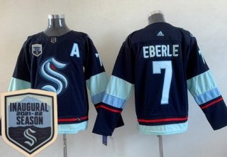 Men's Seattle Kraken #7 Jordan Eberle Navy 2021-22 Season Inaugural Authentic Jersey