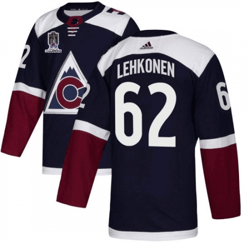 Men's Colorado Avalanche #62 Artturi Lehkonen 2022 Navy Stanley Cup Champions Patch Stitched Jersey