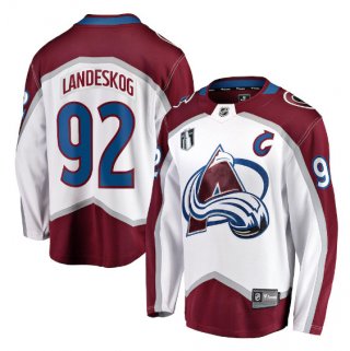 Men's Colorado Avalanche #92 Gabriel Landeskog White 2022 Stanley Cup Final Patch Stitched Jersey