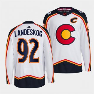 Men's Colorado Avalanche #92 Gabriel Landeskog White 2022-23 Reverse Retro Stitched Jersey