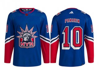 Men's New York Rangers #10 Artemi Panarin Blue 2022 Reverse Retro Stitched Jersey