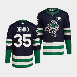 Men's Vancouver Canucks #35 Thatcher Demko Navy 2022 Reverse Retro Stitched Jersey