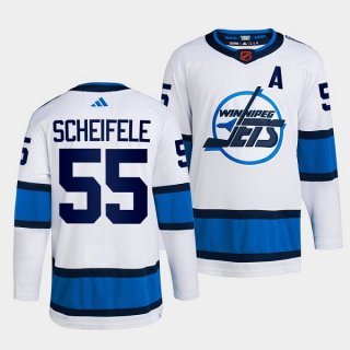 Men's Winnipeg Jets #55 Mark Scheifele White 2022 Reverse Retro Stitched Jersey