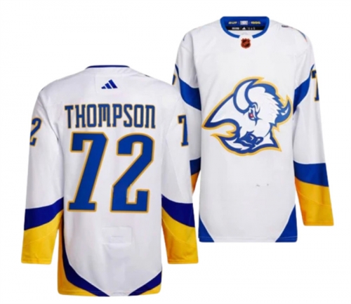 Men's Buffalo Sabres #72 Tage Thompson White 2022-23 Reverse Retro Stitched Jersey