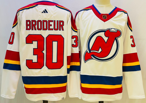 Men's New Jersey Devils #30 Martin Brodeur White 2022 Reverse Retro Authentic Jersey