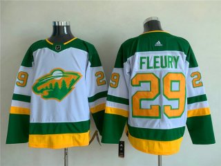 Men's Minnesota Wild #29 Marc-Andre Fleury White Green Stitched Jersey