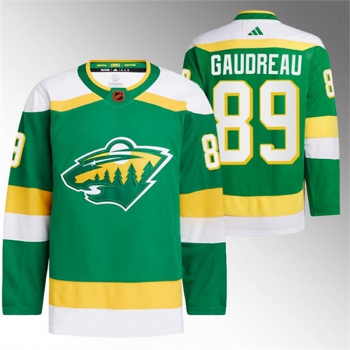 Men's Minnesota Wild #89 Frederick Gaudreau Green 2022-23 Reverse Retro Stitched