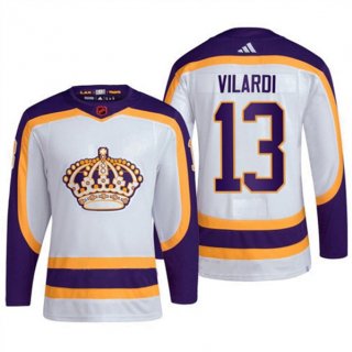 Men's Los Angeles Kings #13 Gabriel Vilardi White 2022 Reverse Retro Stitched Jersey