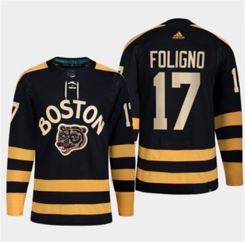 Men's Boston Bruins #17 Nick Foligno Black Classic Primegreen Stitched Jersey