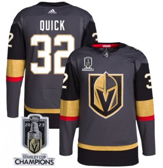 Men's Vegas Golden Knights #32 Jonathan Quick Gray 2023 Stanley Cup Champions Stitched Jersey