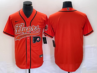 Men's Philadelphia Flyers Blank Orange Cool Base Stitched Baseball Jersey