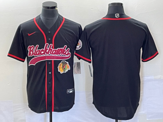 Men's Chicago Blackhawks Blank Black Cool Base Stitched Baseball Jersey