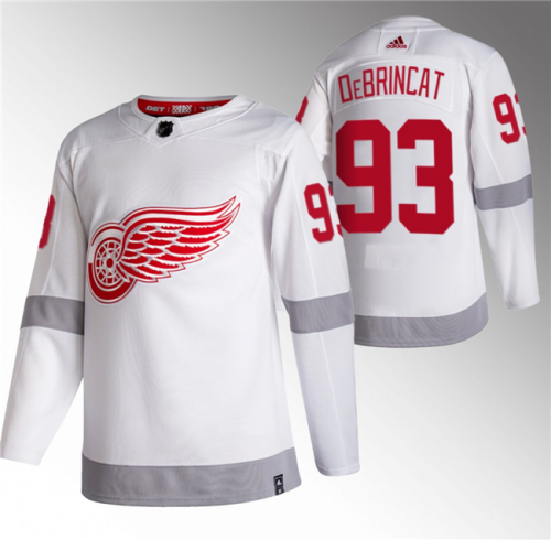 Men's Detroit Red Wings #93 Alex DeBrincat White 2020-21 Reverse Retro Stitched Jersey