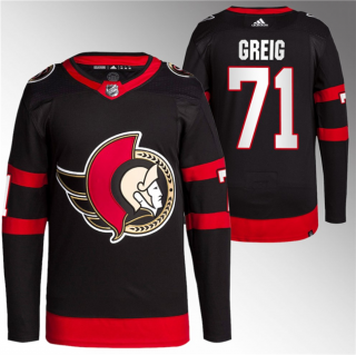 Men's Ottawa Senators #71 Ridly Greig Black Premier Breakaway Stitched Jersey