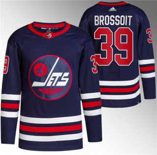 Men's Winnipeg Jets #39 Laurent Brossoit 2021-22 Navy Stitched Jersey