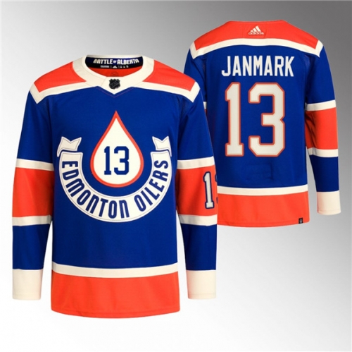 Men's Edmonton Oilers #13 Mattias Janmark 2023 Royal Heritage Classic Primegreen Stitched Jersey