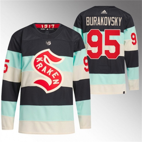 Men's Seattle Kraken #95 Andre Burakovsky Deep Sea Blue 2024 Winter Classic Primegreen Stitched Jersey