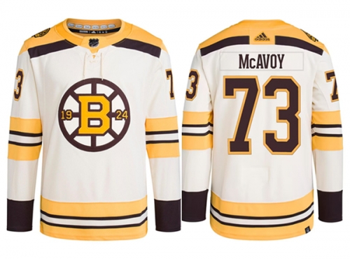 Men's Boston Bruins #73 Charlie McAvoy White Stitched Jersey