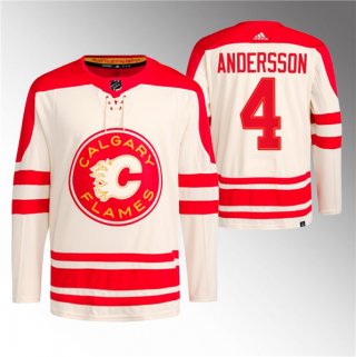 Men's Calgary Flames #4 Rasmus Andersson 2023 Cream Classic Primegreen Stitched Jersey