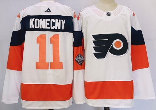 Men's Philadelphia Flyers #11 Travis Konecny White 2024 Stadium Series Stitched Jersey