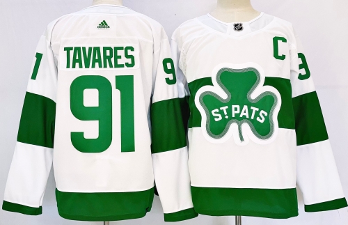 Men's Toronto Maple Leafs #91 John Tavares White St Patricks Authentic Jersey