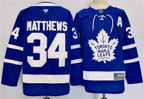 Men's Toronto Maple Leafs #34 Auston Matthews Blue 2024-25 Stitched Jersey