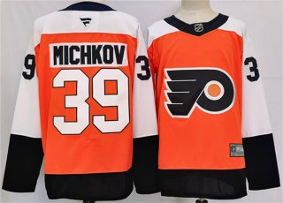 Men's Philadelphia Flyers #39 Matvei Michkov Orange 2024 Stitched Jersey