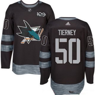 Men's San Jose Sharks #50 Chris Tierney Black 100th Anniversary Stitched NHL 2017 adidas Hockey Jersey