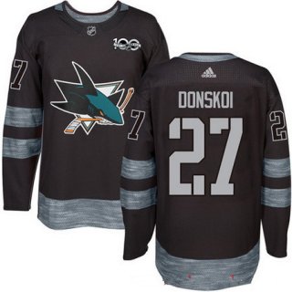 Men's San Jose Sharks #27 Joonas Donskoi Black 100th Anniversary Stitched NHL 2017 adidas Hockey Jersey