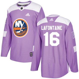 Adidas Islanders #16 Pat LaFontaine Purple Authentic Fights Cancer Stitched NHL Jersey