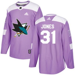 Adidas Sharks #31 Martin Jones Purple Authentic Fights Cancer Stitched NHL Jersey