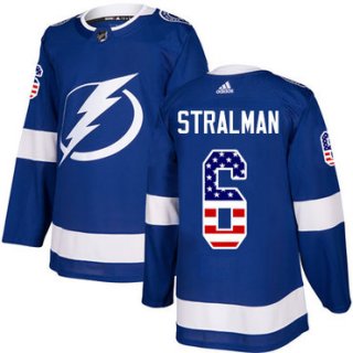 Adidas Lightning #6 Anton Stralman Blue Home Authentic USA Flag Stitched NHL Jersey