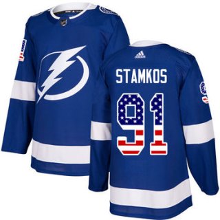 Adidas Lightning #91 Steven Stamkos Blue Home Authentic USA Flag Stitched NHL Jersey