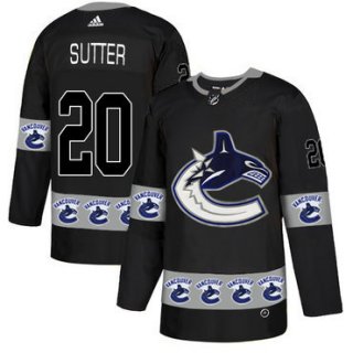 Men's Vancouver Canucks #20 Brandon Sutter Black Team Logos Fashion Adidas Jersey