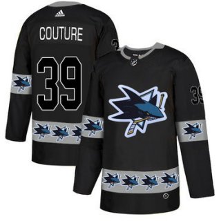 Men's San Jose Sharks #39 Logan Couture Black Team Logos Fashion Adidas Jersey