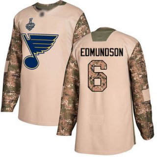 Blues #6 Joel Edmundson Camo Authentic 2017 Veterans Day Stanley Cup Final Bound Stitched Hockey Jersey