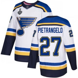 Men's St. Louis Blues #27 Alex Pietrangelo White Road Authentic 2019 Stanley Cup Final Bound Stitched Hockey Jersey