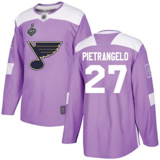 Men's St. Louis Blues #27 Alex Pietrangelo Purple Authentic Fights Cancer 2019 Stanley Cup Final Bound Stitched Hockey Jersey