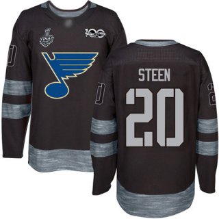 Men's St. Louis Blues #20 Alexander Steen Black 1917-2017 100th Anniversary 2019 Stanley Cup Final Bound Stitched Hockey Jersey