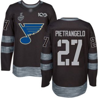 Men's St. Louis Blues #27 Alex Pietrangelo Black 1917-2017 100th Anniversary 2019 Stanley Cup Final Bound Stitched Hockey Jersey