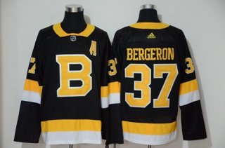 Men's Boston Bruins #37 Patrice Bergeron Black Throwback Authentic Stitched Hockey Jersey