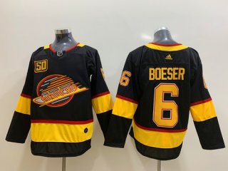 Men's Vancouver Canucks 6 Brock Boeser Black 50th Season Adidas Jersey