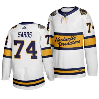 Men's Nashville Predators 74 Juuse Saros White 2020 Winter Classic Adidas Jersey