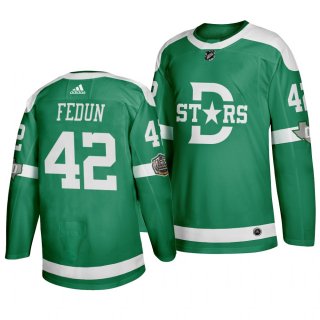 Men's Dallas Stars 42 Taylor Fedun Green 2020 Winter Classic Adidas Jersey