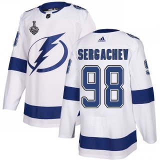 Adidas Lightning #98 Mikhail Sergachev White Road Authentic 2020 Stanley Cup Final Stitched NHL Jersey