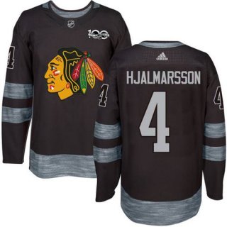 Blackhawks #4 Niklas Hjalmarsson Black 1917-2017 100th Anniversary Stitched NHL Jersey