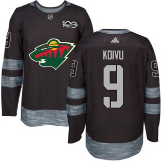 Wild #9 Mikko Koivu Black 1917-2017 100th Anniversary Stitched NHL Jersey