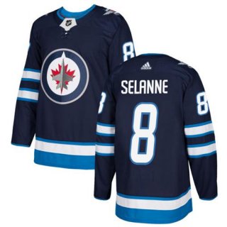 Adidas Jets #8 Teemu Selanne Navy Blue Home Authentic Stitched NHL Jersey