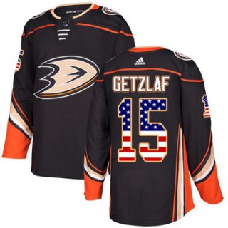 Adidas Ducks #15 Ryan Getzlaf Black Home Authentic USA Flag Stitched NHL Jersey