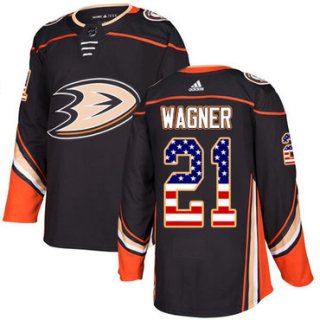 Adidas Ducks #21 Chris Wagner Black Home Authentic USA Flag Stitched NHL Jersey